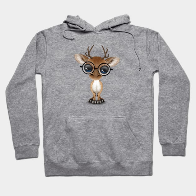 Cute Curious Nerdy Baby Deer Wearing Glasses Hoodie by jeffbartels